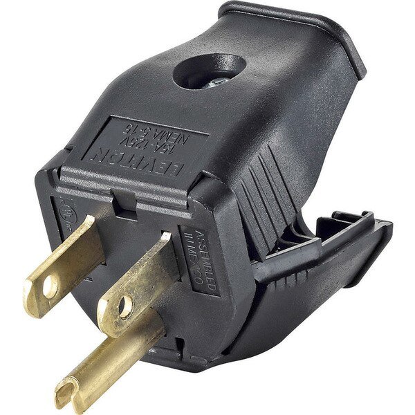 Hinged Plug 15A-Black, Leviton, Mfr#: 3W101-00E